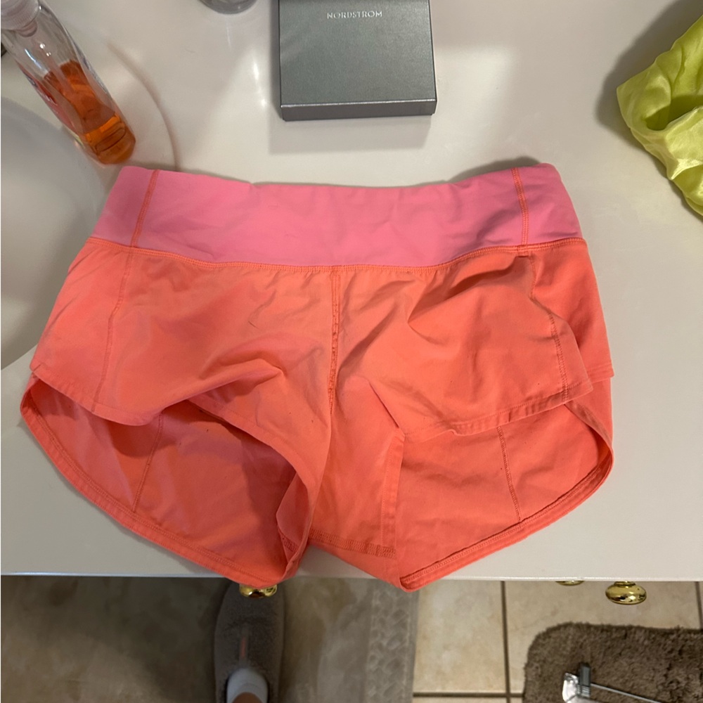 Lululemon Athletica Pink and Orange Athletic Shorts Lightweight Performance